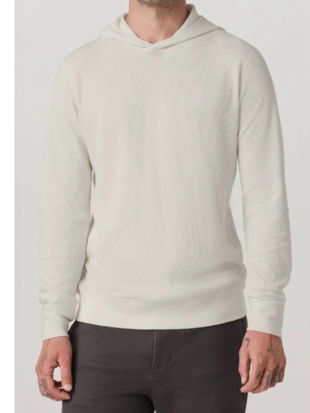 VUORI • NWT Men’s waffle hoodie in dark salt tan cream XL